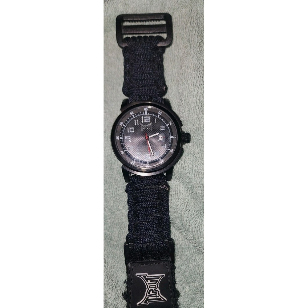 TapOut Analog Digital Men's Watch Paracord Streetwear Black MMA